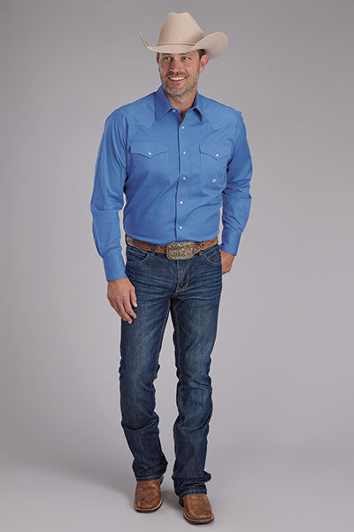 Roper Mens LS Shirt Periwinkle  0300102653104BU