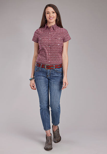 Roper Ladies SS Snap Shirt Red Paisley 3512253101RE