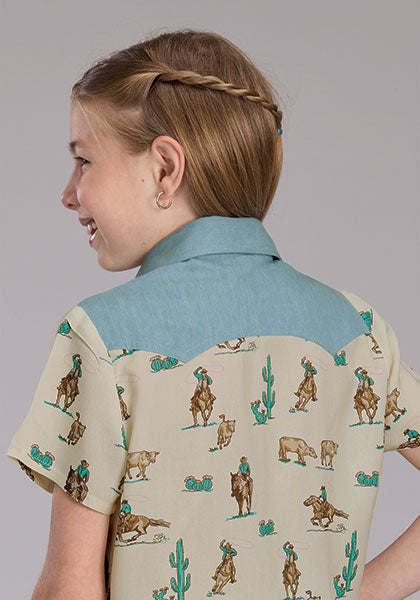 Roper Girls SS Western Shirt 0308105902100WH