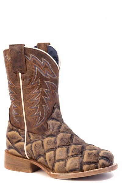 Roper Boys Pirarucu Embossed Leather Boots 9189992456BR