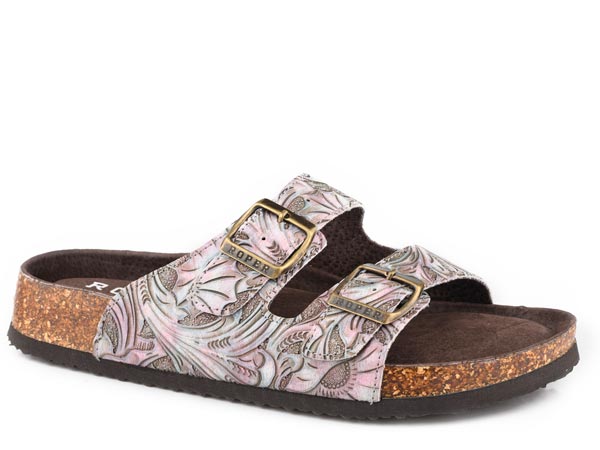 Roper Delilah Brown Embossed Sandal 0902106073578