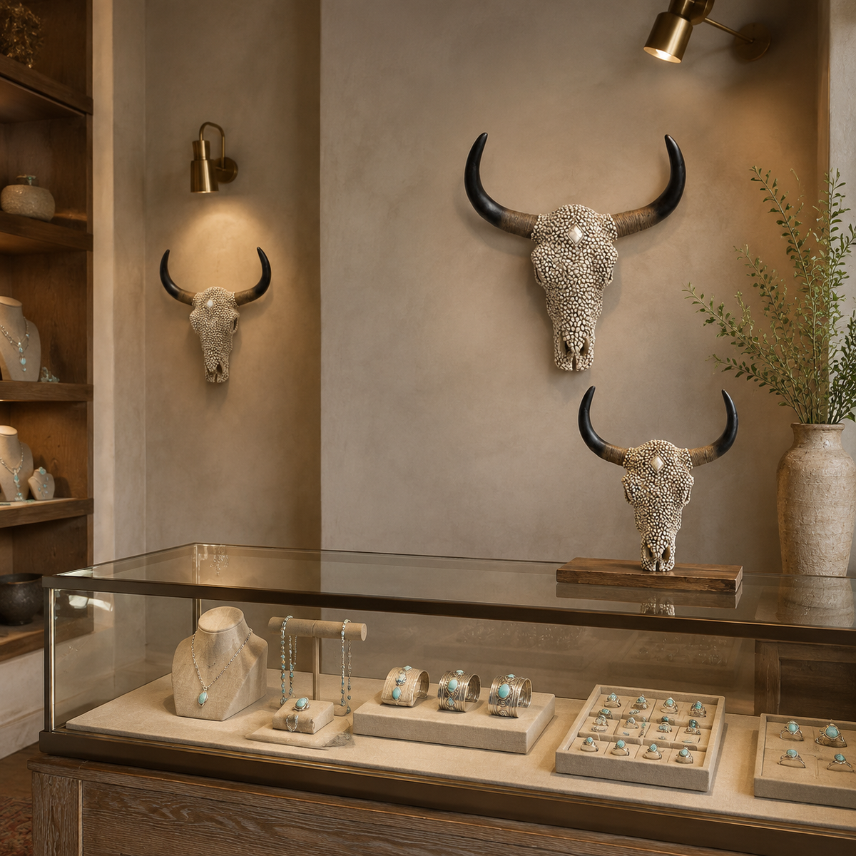 Southwestern Textured Longhorn Skull Wall Décor – Hand-Paint 15456