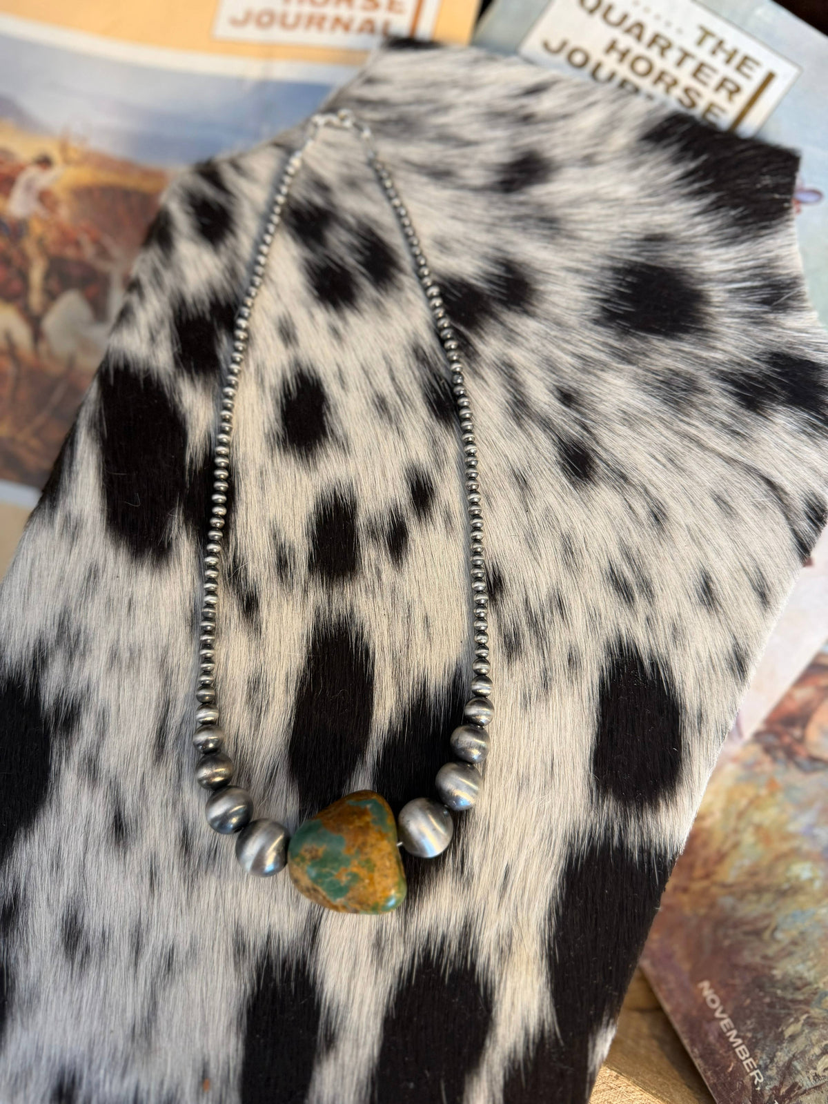 Sterling Silver Pearls with Genuine Turquoise chunk #104