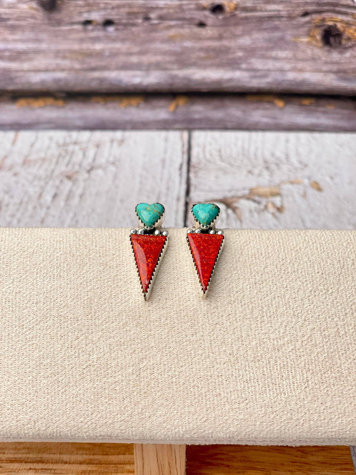 Heart On Fire Turquoise & Red Opal Earrings MADE TO ORDER
