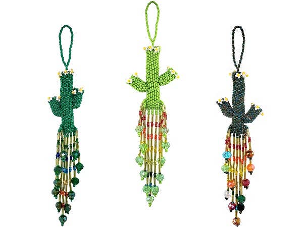 Beaded Cactus Dangle Ornament SBCACORN