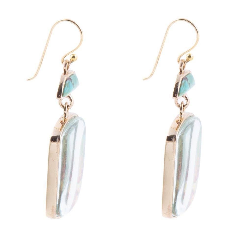 Scenic Sedona Blue Turquoise Golden Drop Earrings SCENE11T01B