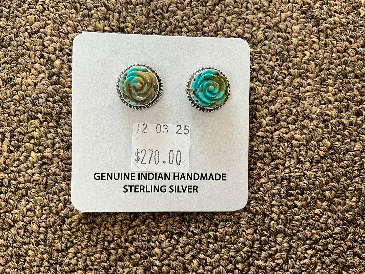 Earring Sterling Silver Rose Turquoise ER120325