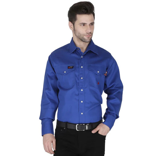 Forge Fr Men's Solid Royal Blue Long Sleeve Shirt MFSID002