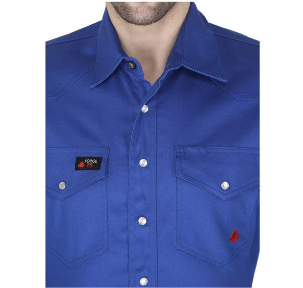 Forge Fr Men's Solid Royal Blue Long Sleeve Shirt MFSID002