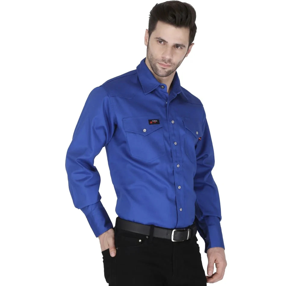 Forge Fr Men's Solid Royal Blue Long Sleeve Shirt MFSID002
