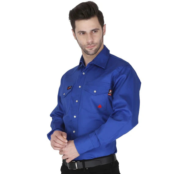 Forge Fr Men's Solid Royal Blue Long Sleeve Shirt MFSID002