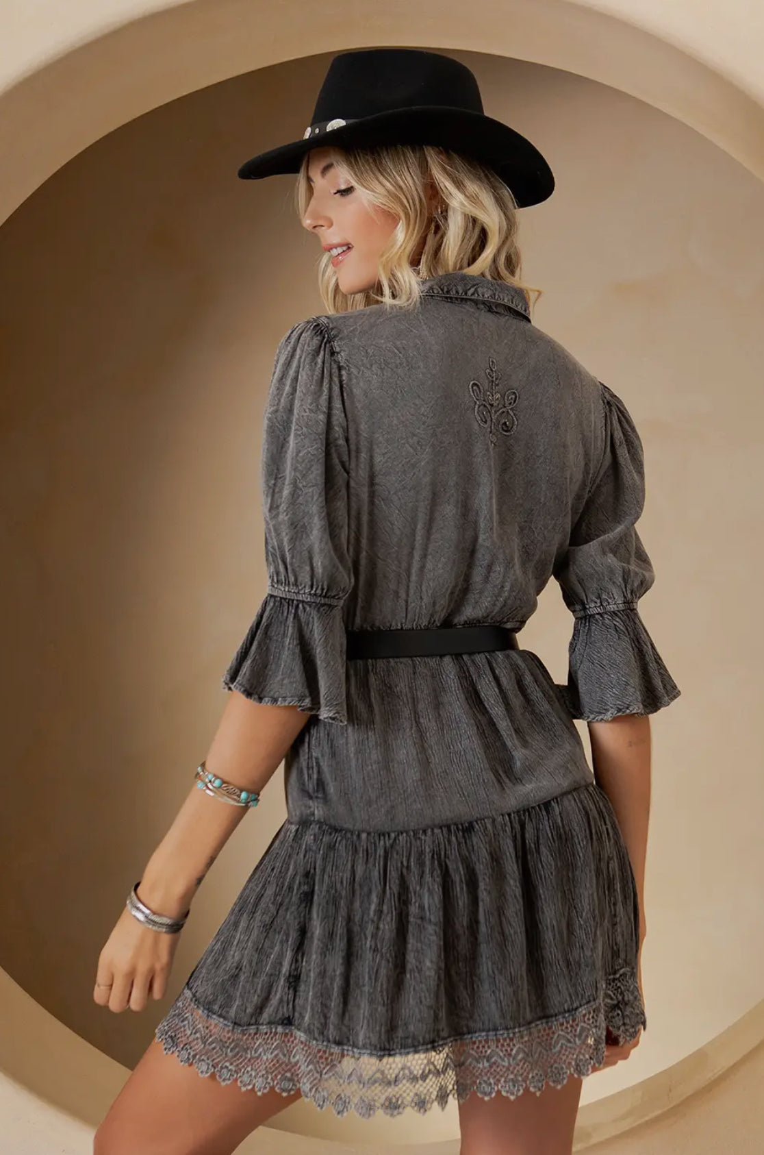 Vintage RomanceStone Washed Baby Doll Dress with V-Neck DR23665RGC