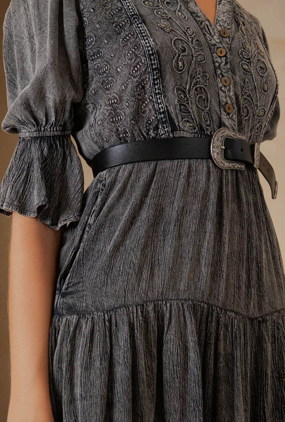 Vintage RomanceStone Washed Baby Doll Dress with V-Neck DR23665RGC
