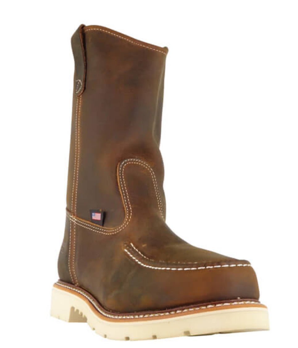 AMERICAN HERITAGE – 11″ TRAIL CRAZY HORSE SAFETY TOE – MOC TOE PULL-ON WELLINGTON 804-3311