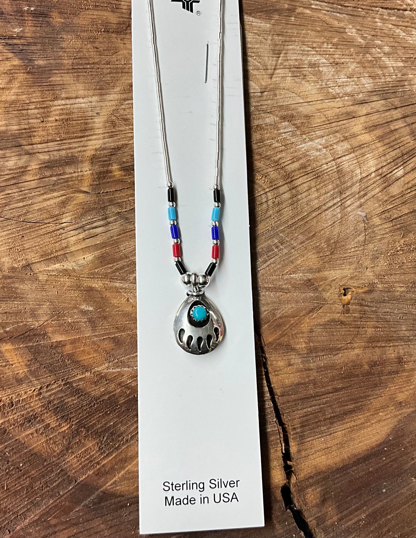 Necklace Multi Color Beads Bear Paw Turquoise RN197