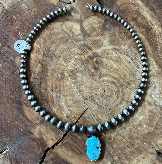 Necklace Navajo Pearls Turquoise Pendent FJN2424