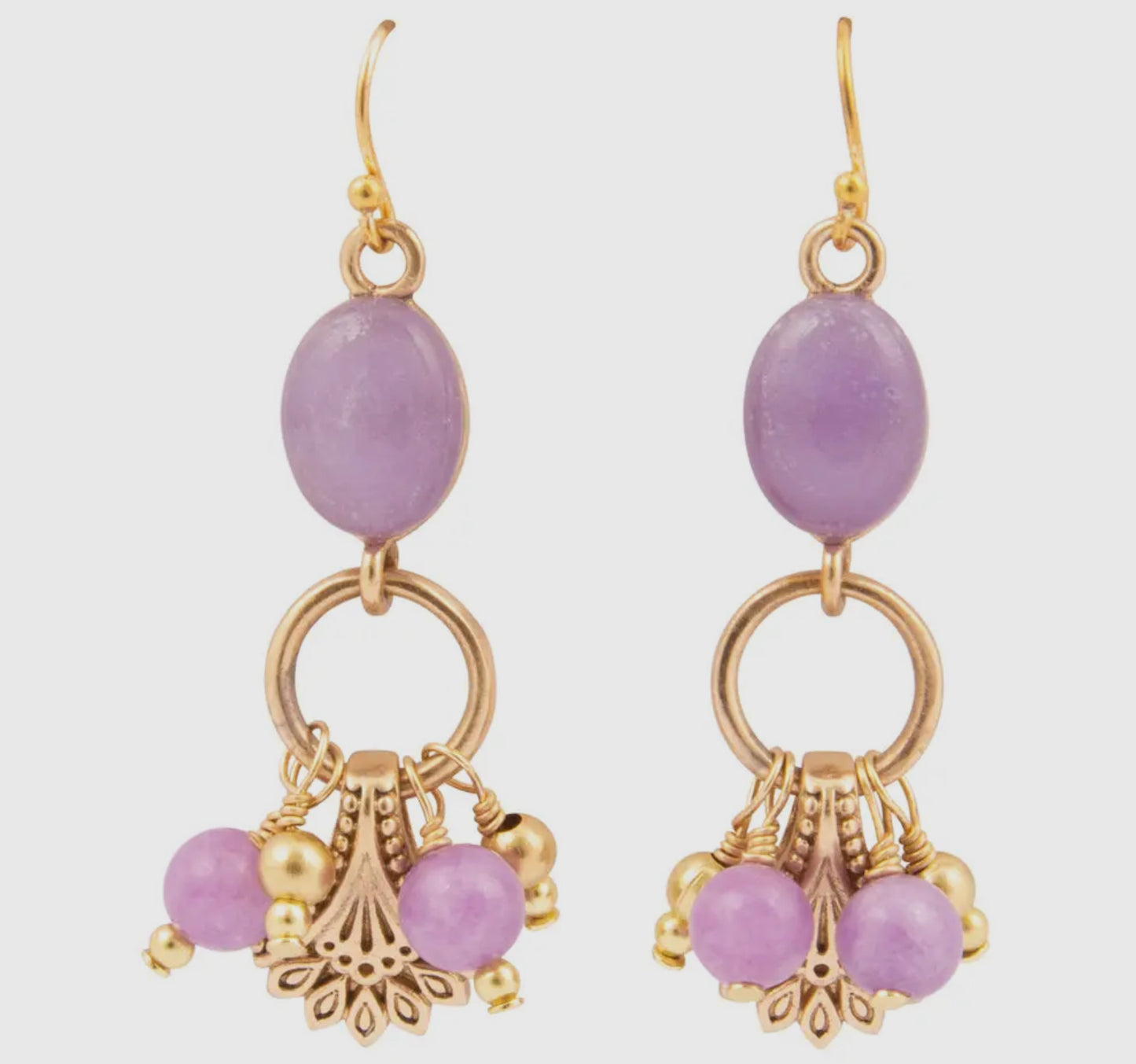 Sari Purple Quartz Golden Drop Earrings SARIE01P