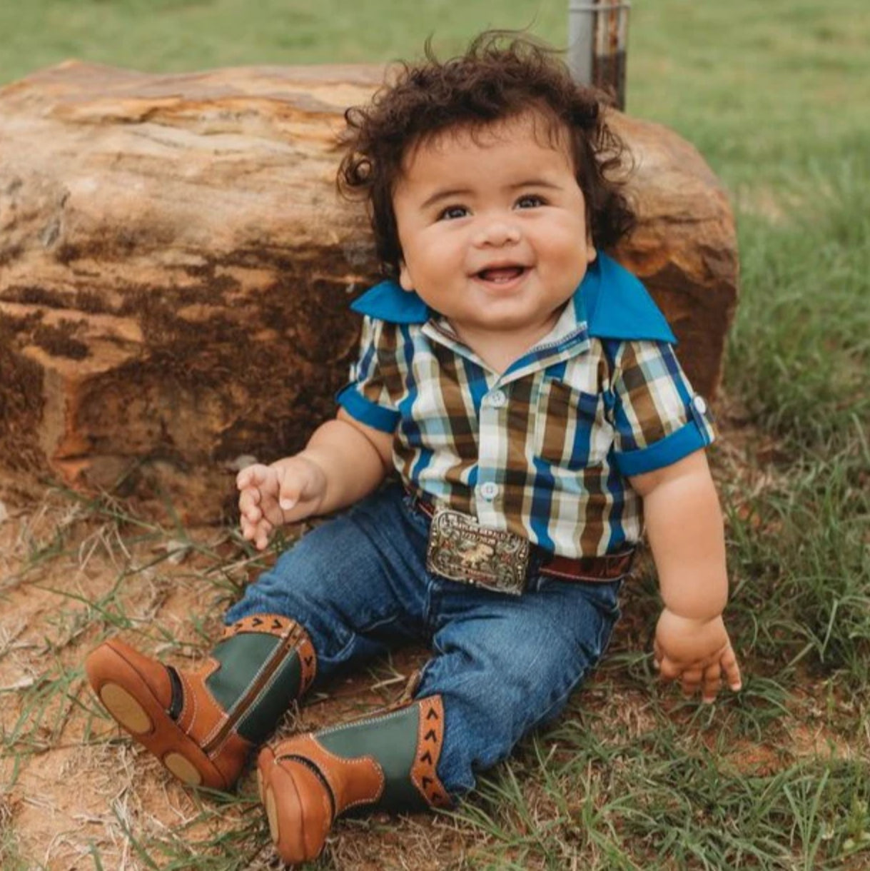 Shea Baby Black Onesie Blue Plaid Short Sleeve Onesie Baby BPL06