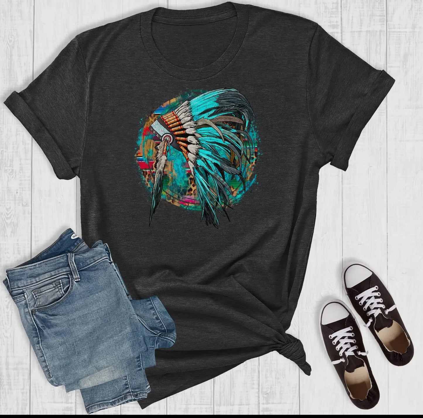 Ladies T-Shirts Western Turq