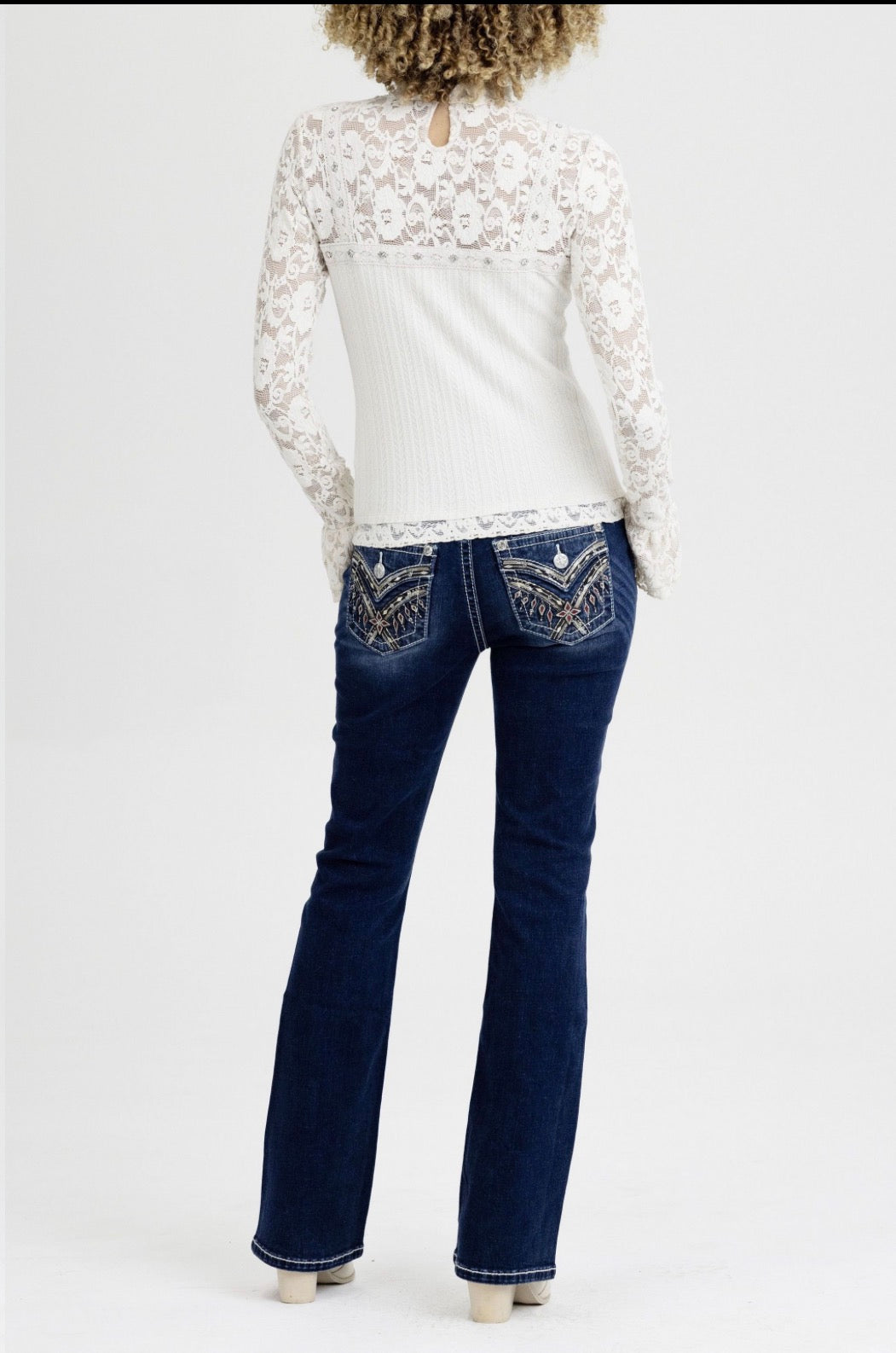 Miss Me Studded Lace Mock Neck Top MT3265L