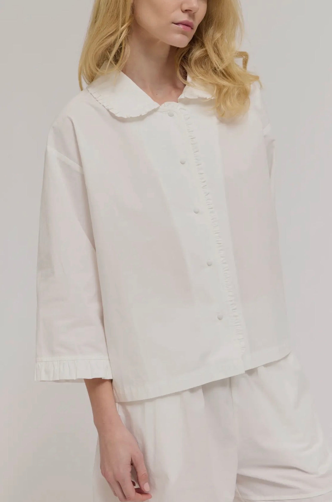 Ladies Blouse Ruffe Pleat Sleeve Shirt 42150SC
