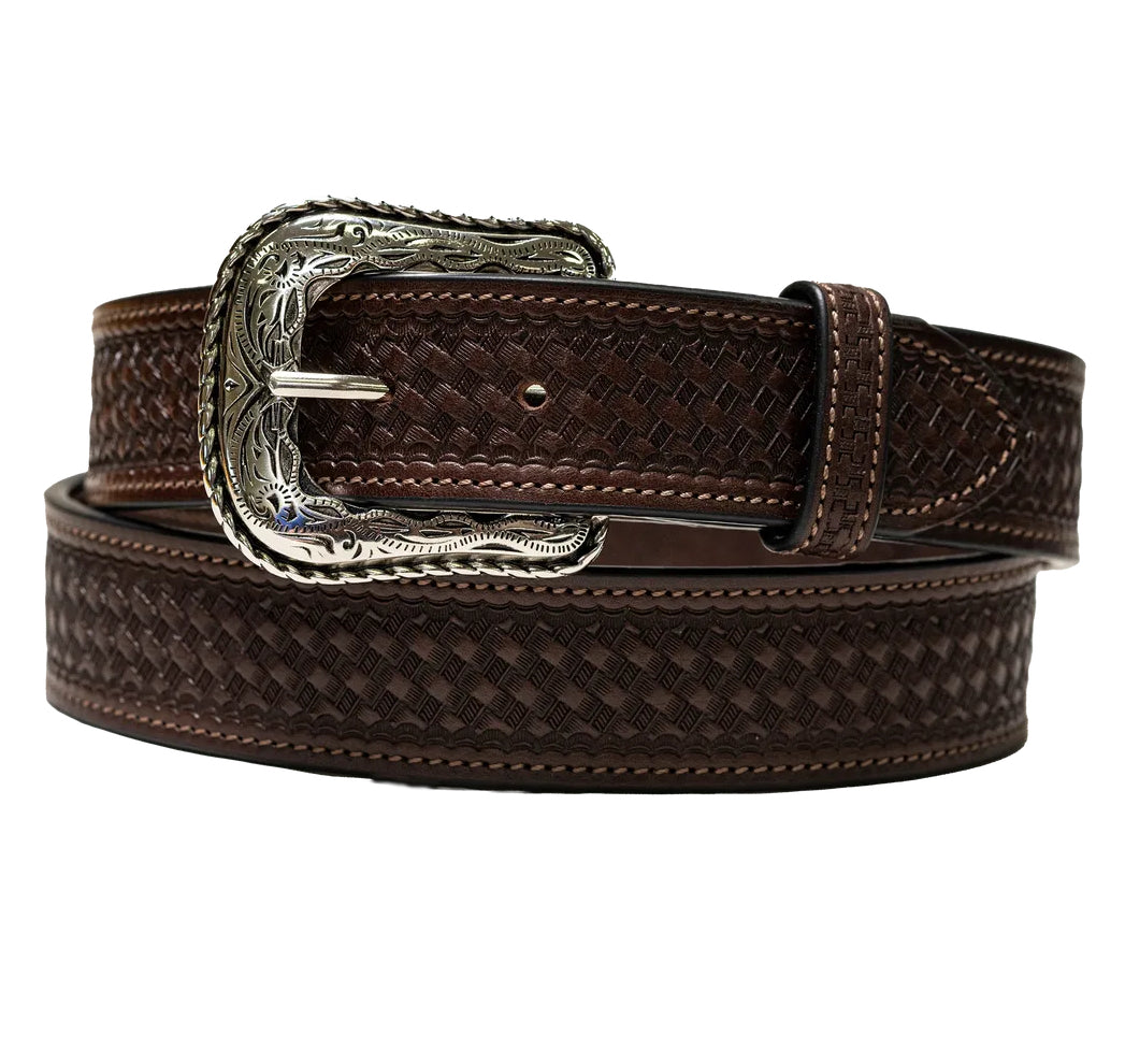 Becca 1 1/2'' Walnut Western Basketweave Belt 6153