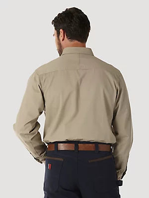 WRANGLER® RIGGS WORKWEAR® LONG SLEEVE BUTTON DOWN SOLID TWILL WORK SHIRT 3W501KH