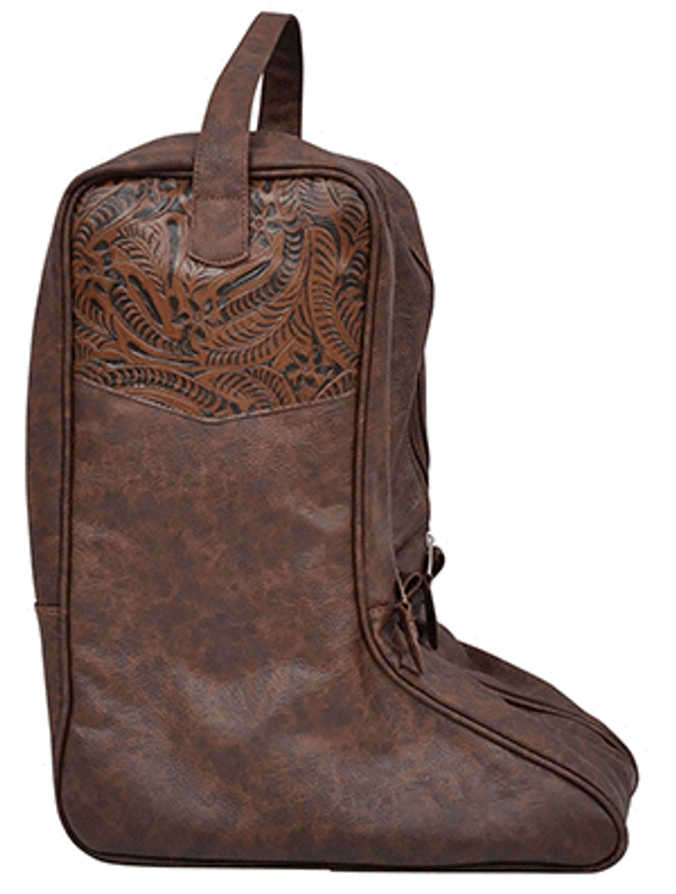 3D Boot Bag Brown Leather Floral Tooled DBB12