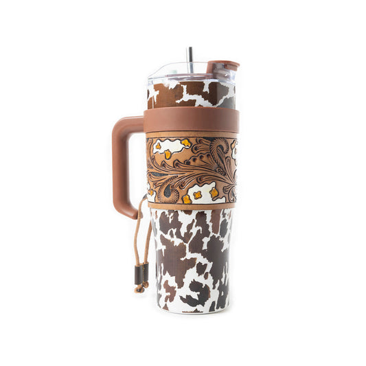 Myra Wide Wyoming Tumbler Brown and White S-12053