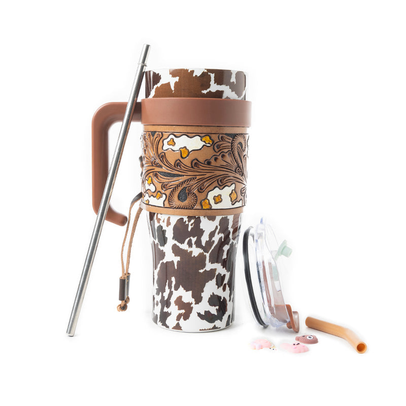 Myra Wide Wyoming Tumbler Brown and White S-12053