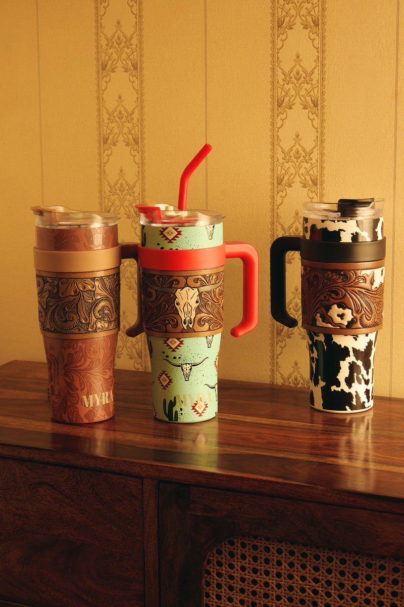 Myra Wide Wyoming Tumbler Brown and White S-12053