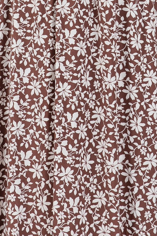 PRINT SMOCKED WAIST SLITTED MIDI SKIRT NS80176