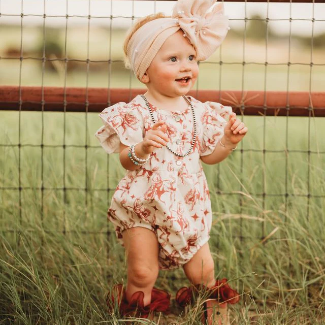 Shea Baby Girls Romper Bucking Horse ORP10