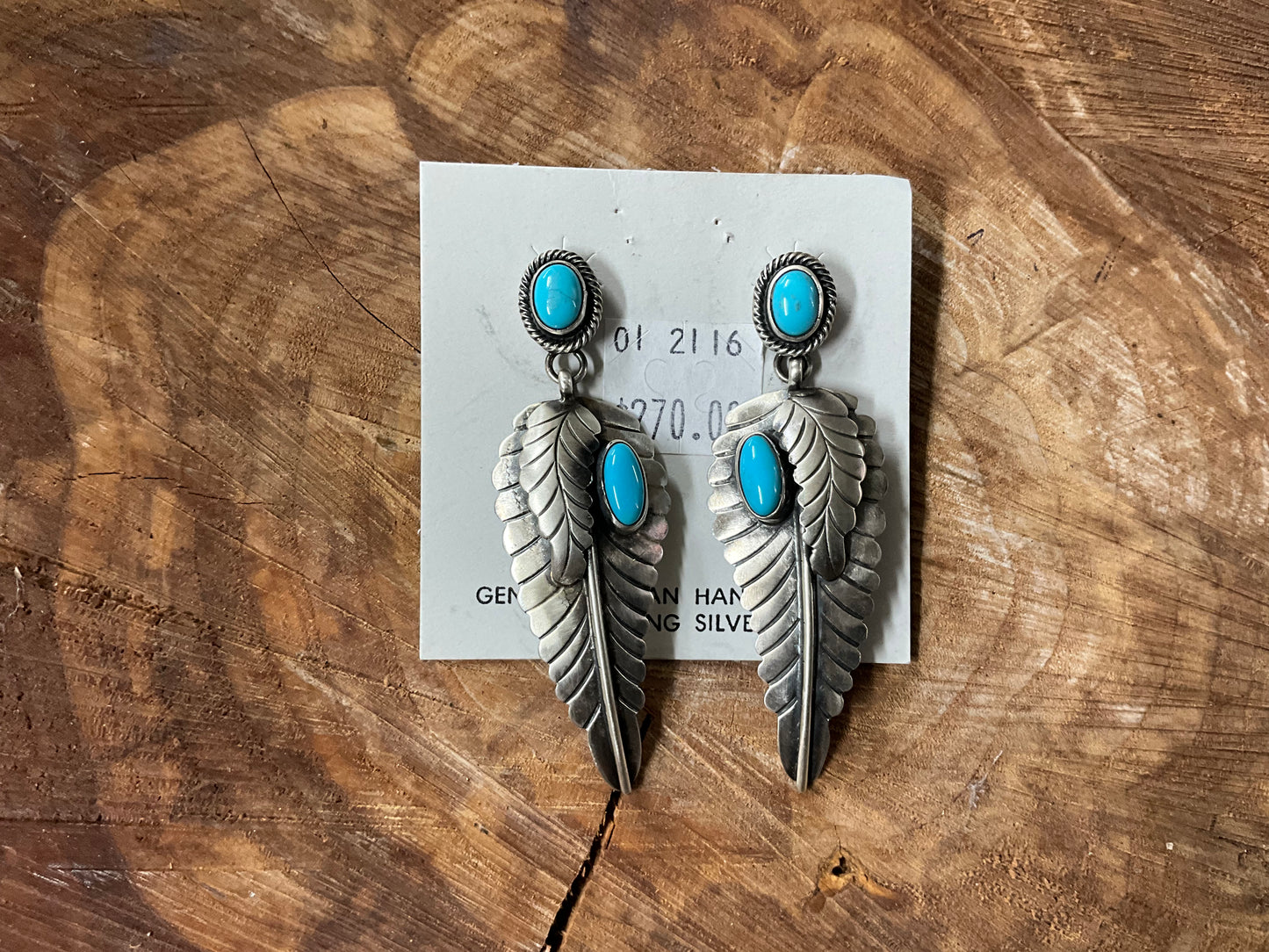 Earring  Turquoise and Silver Feather FJE2104