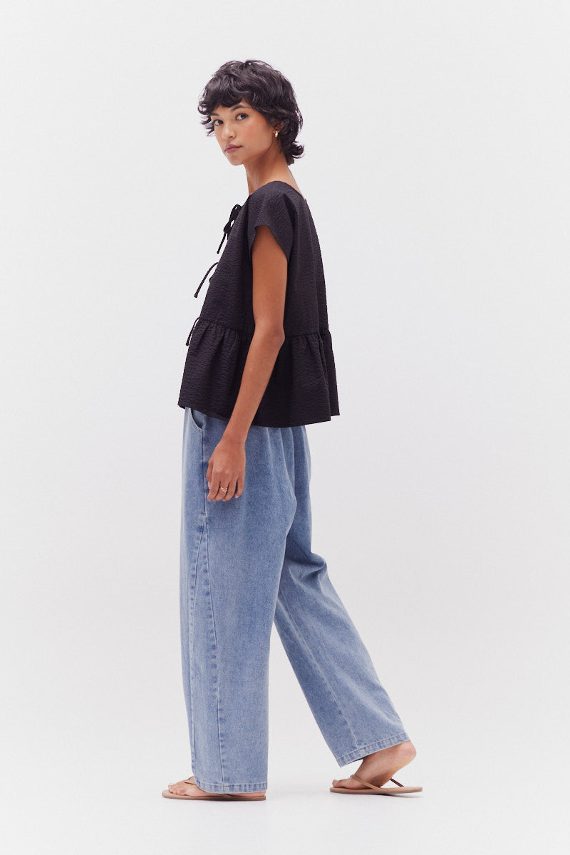Overfit tied Blouse 41913