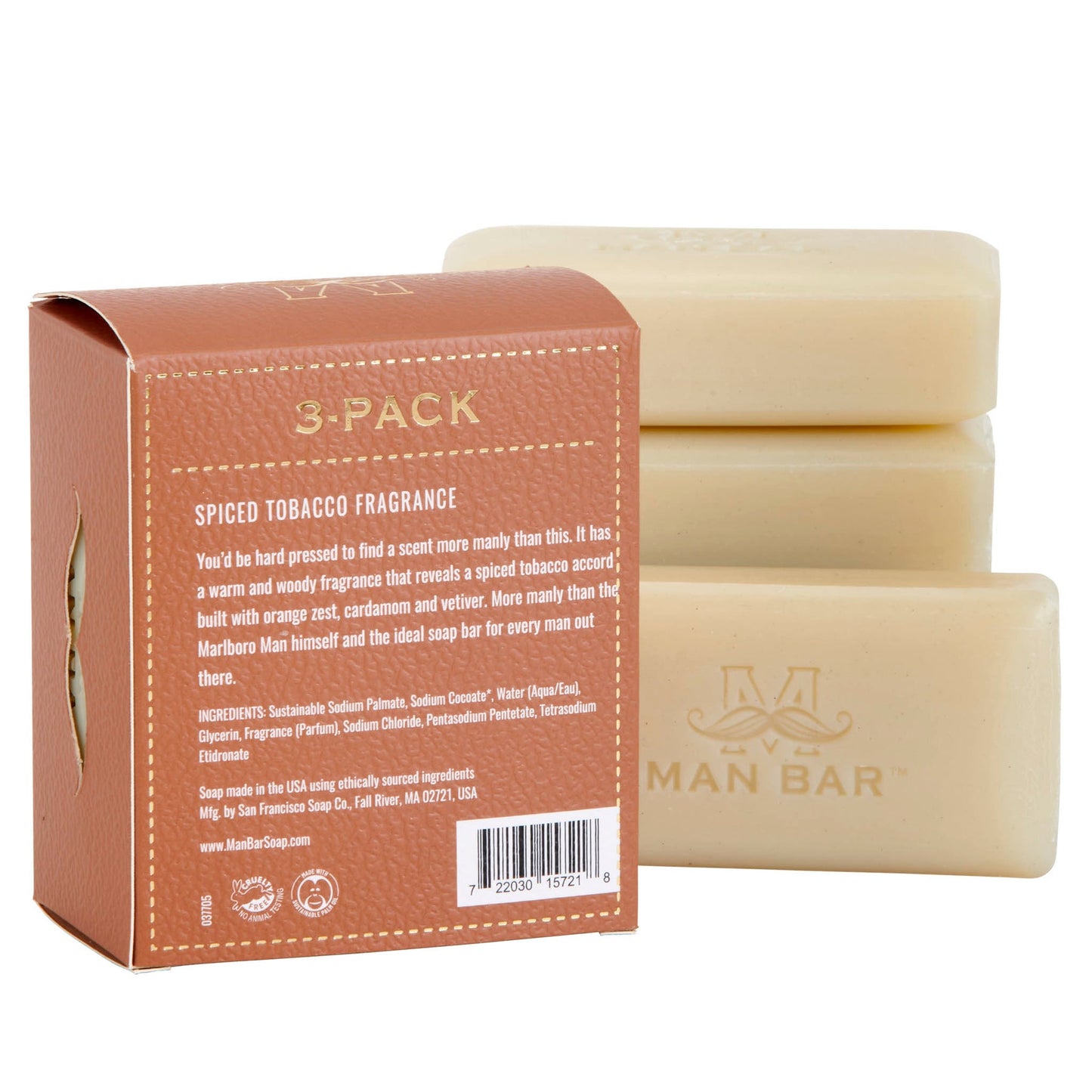 Man Bar Soap Mini Bar 3-Pack Spiced Tabacco MMT1572