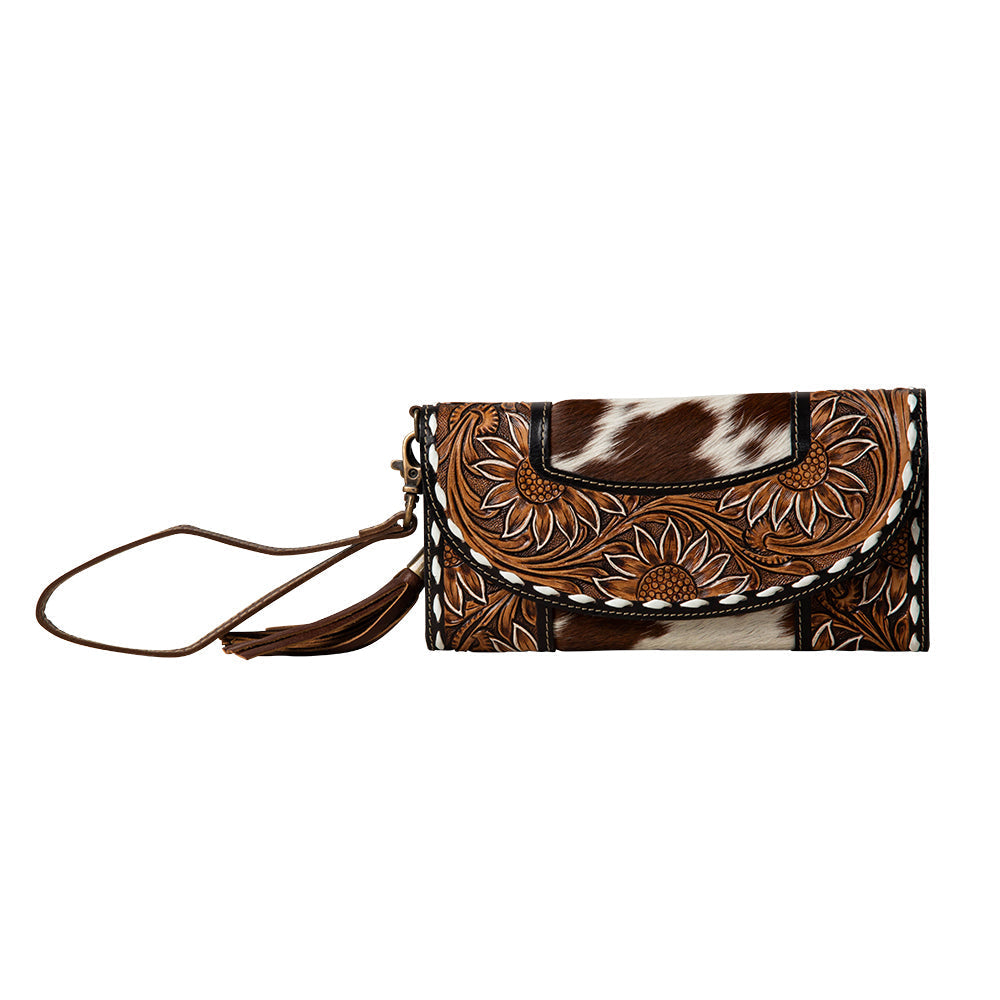 Myra Sandstone Trail Hand-Tooled Wristlet Wallet S-7481
