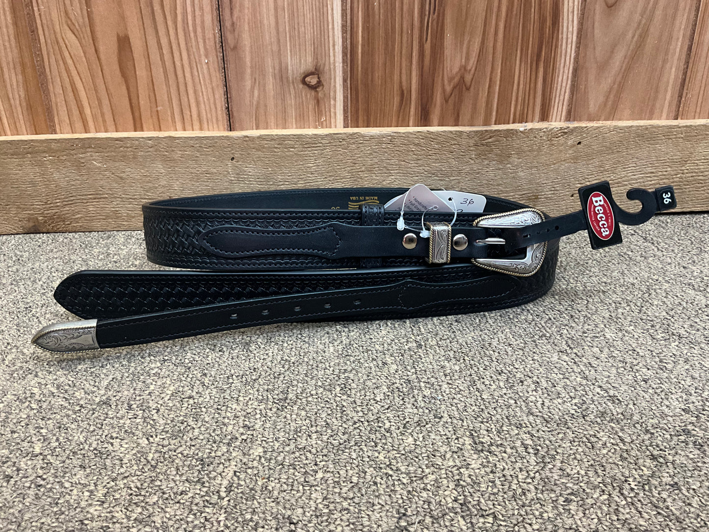 Becca 1 1/2'' Black Basketweave Ranger Belt 81519
