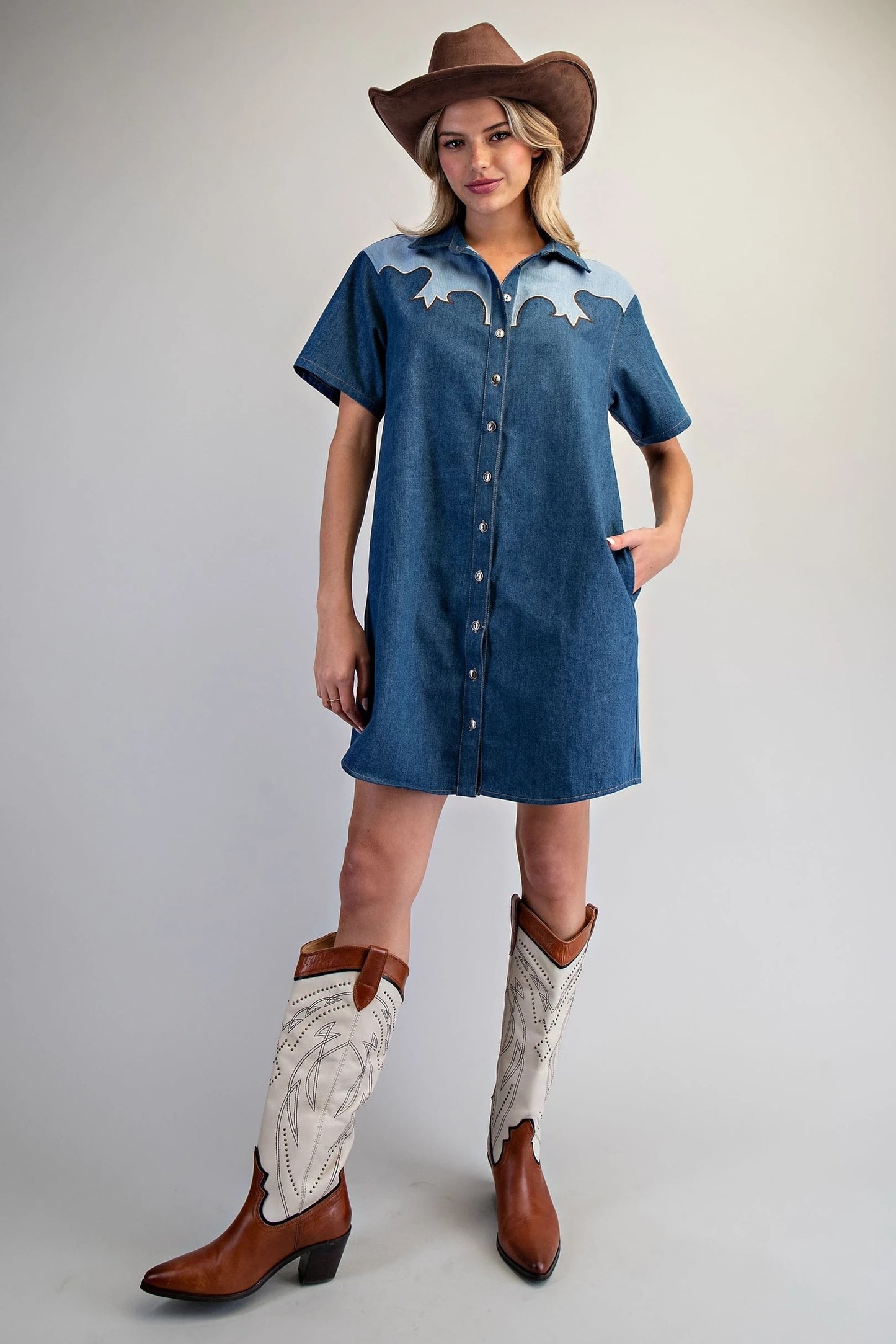 Dress Western Style Denim Button Down DK16205