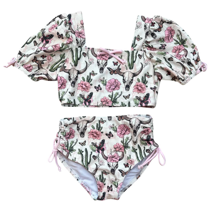 Shea Baby Cactus Floral Skull Girls Swimsuit BIKINI11