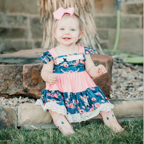 Shea Baby Midnight Floral Ruffle Dress SDR65