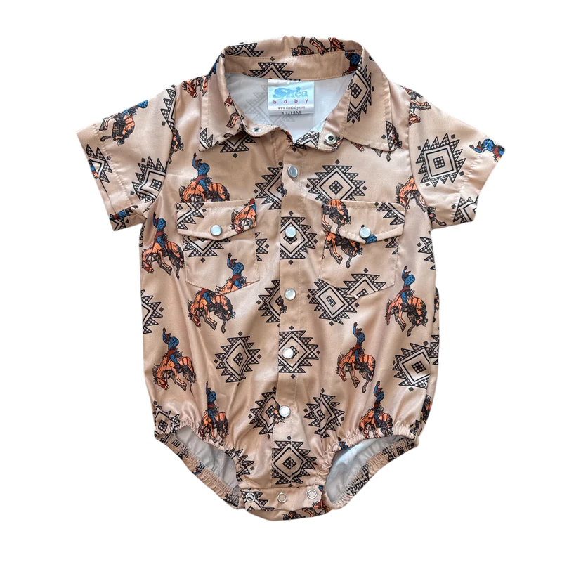 Shea Baby Aztec Bucking Horse Onsie BBOYSS31