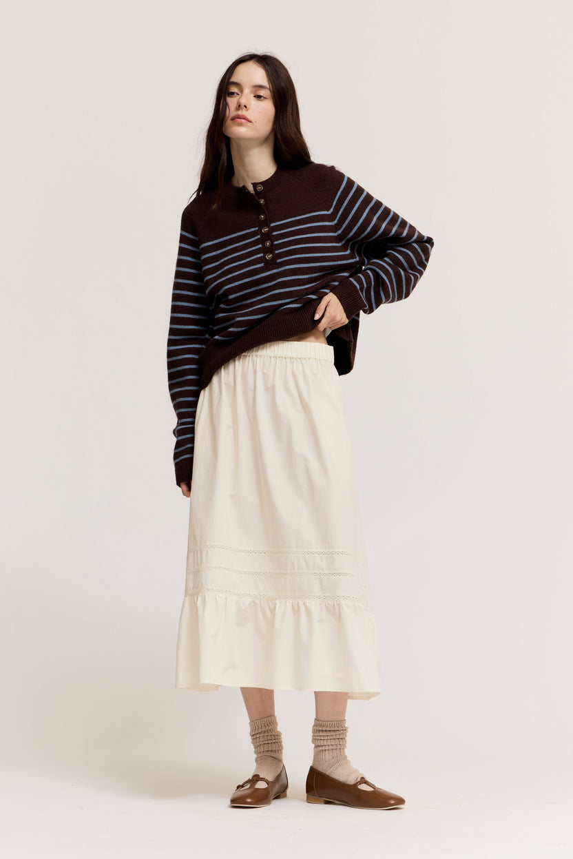 Ladies Pleat Trim Cotton Skirt 50928
