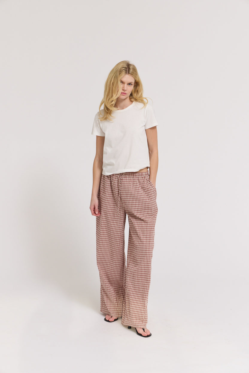 Relaxed Fit Eyelet Pants in Dusty Rose 50945RG