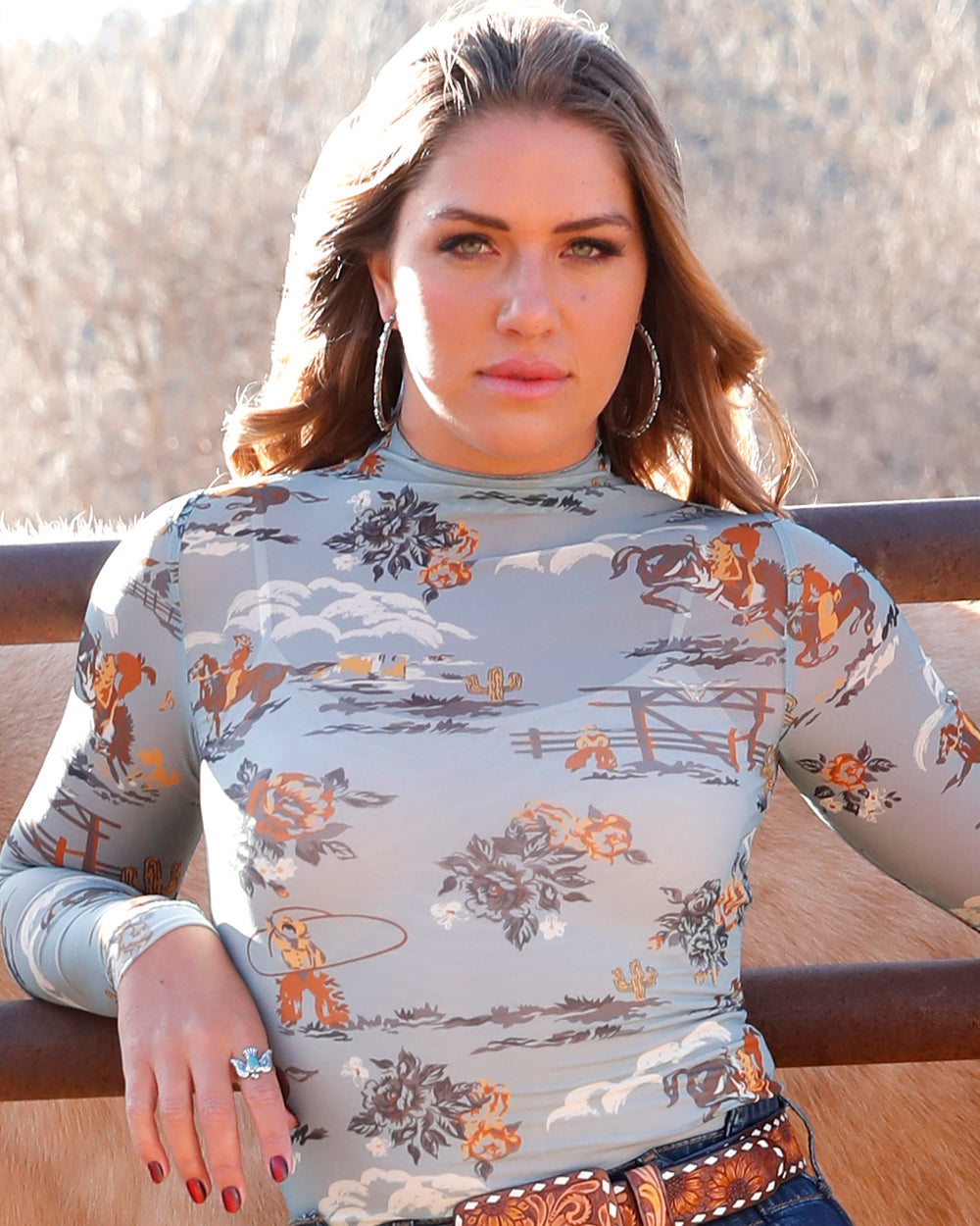 Cruel Girl Ladies Long Sleeve Mesh Top CTK7485005BLU