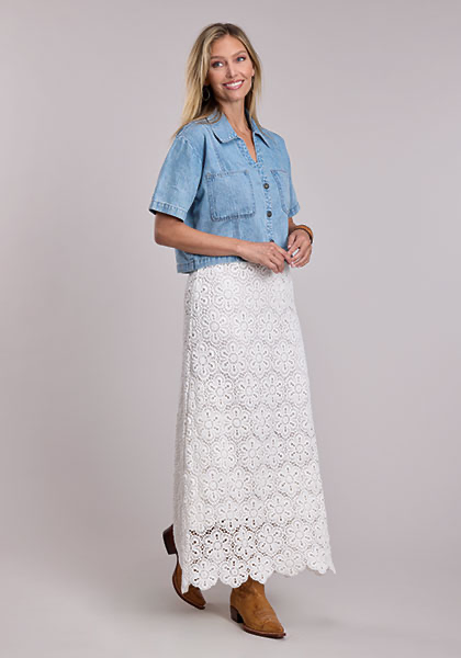 Stetson Ladies SS Crop Denim Shirt 1105105655022BU