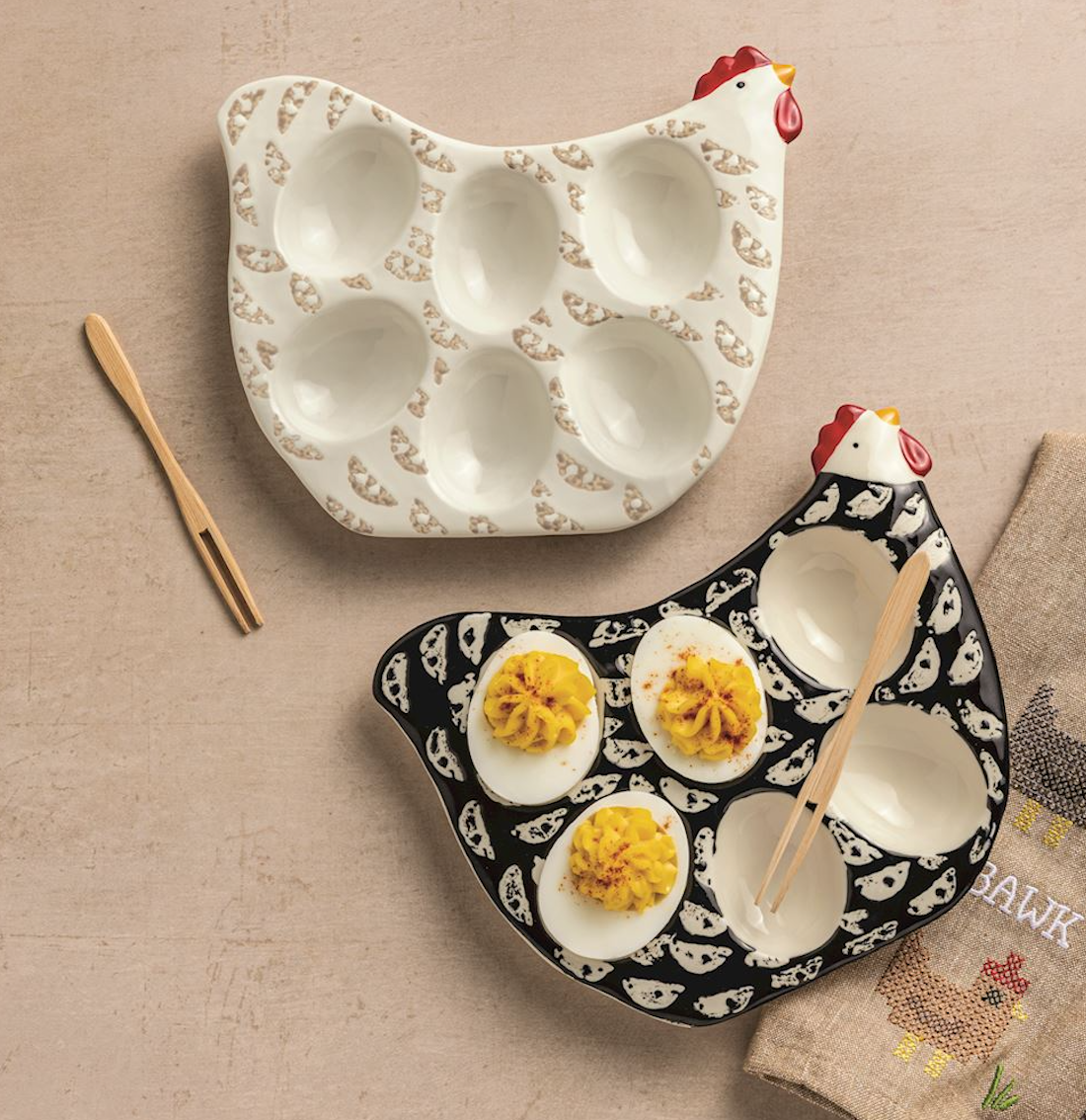 Deviled Egg Tray Black Mini Rooster 41580022B