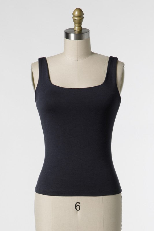 Ladies Double Layer Square Neck Tank Top T16608
