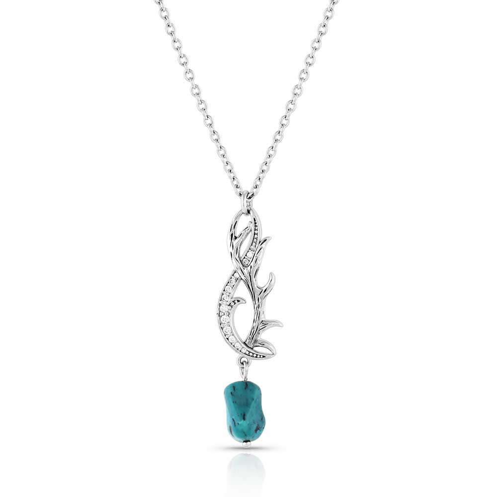 Montana Silversmiths Rooted in Stone Silver Antler Necklace KTNC5045