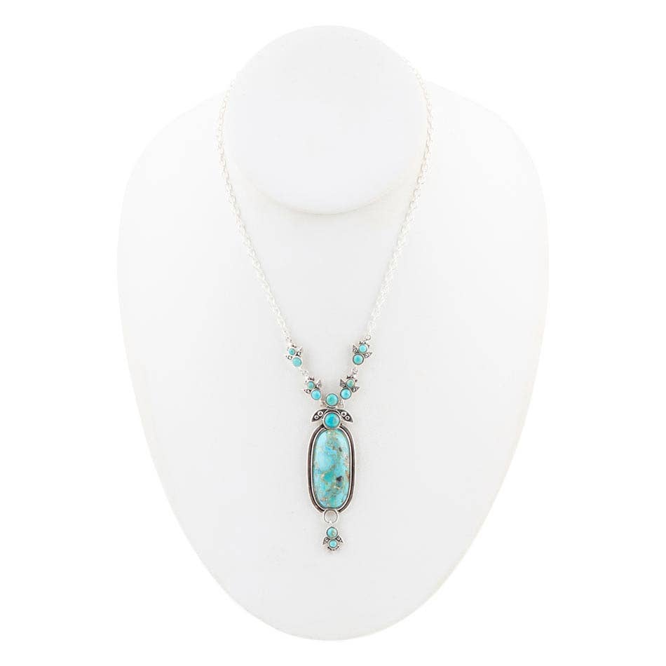 Emile Silver and Blue Turquoise Pendant Necklace EMILN01T01P